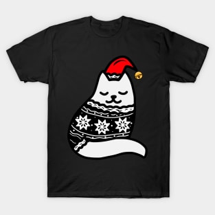 Cozy Christmas Sweater Cat T-Shirt